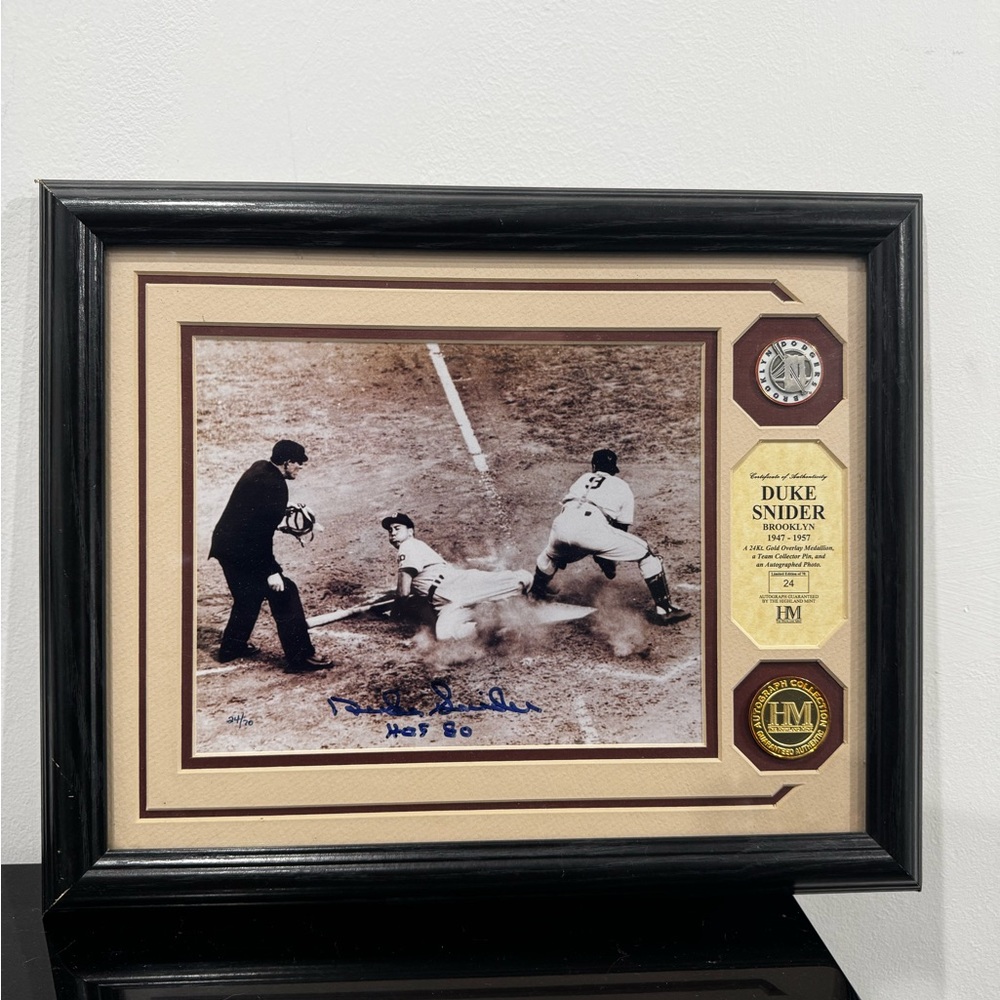 Duke Snider Signed Framed Photo w/COA Brooklyn Dodgers HOF 1980 (24/70) limited